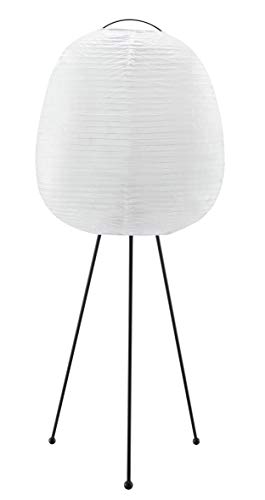 Lámpara de pie con trípode, 1 bombilla E27 máx. 40 W, metal/papel de arroz, color blanco/negro