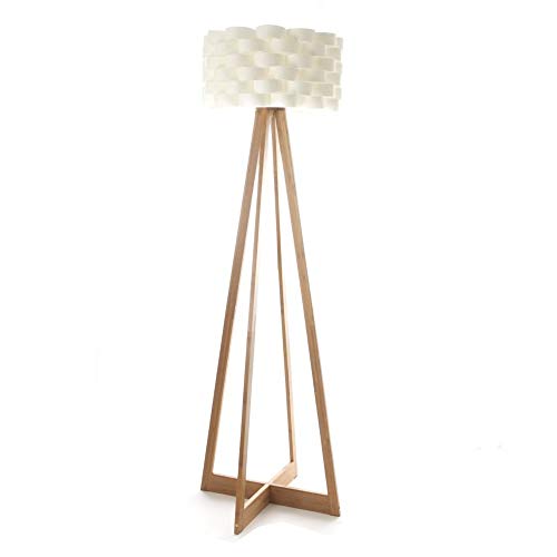 Lámpara de pie de estilo puro y simple - Pie de bambú y pantalla trenzada de aspecto fibra de vidrio