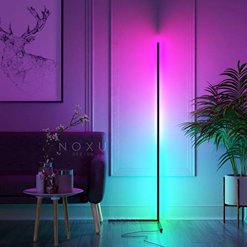 Lampara de Pie Kōnā | Lámpara de pie con Luces LED RGB | Cambia Color con Control Remoto | Tamaño: 140 cm de altura | Color Negro | Estilo Minimalista, Nordico | Lámpara de Esquina