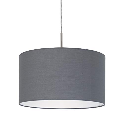 Lámpara de suspensión EGLO PASTERI, lámpara colgante textil con 1 bombilla, lámpara de suspensión de acero y tela, color: níquel mate, gris, casquillo: E27, Ø: 38 cm