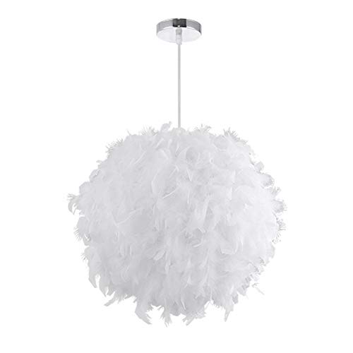 Lámpara de techo de estilo sencillo y nórdico con diseño de plumas - Moderna y romántica lámpara de araña lámpara para salón, dormitorio o comedor - Para usar con bombillas E27, Blanco, 30 cm