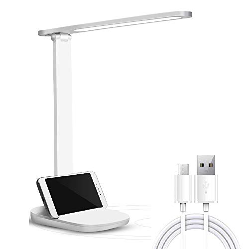 Lámpara Escritorio LED, Lámparas de Mesa USB Recargable Regulable, 3200mAh Plegable Luz Lámpara Escritorio (3 Modos, Función de Memoria, Control Táctil) para dormitorio, oficina, Cuidado de ojos