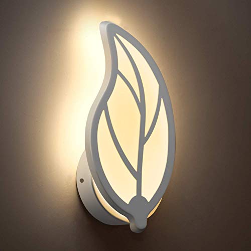 Lámpara LED de pared, aplique en forma de hoja, diseño moderno de metal y acrílico, dormitorio, pasillo, salón, potencia 7 W (luz natural)