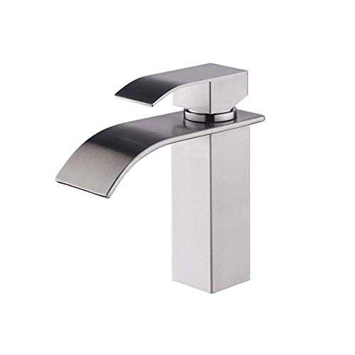 Lardecor - Grifo de Lavabo de Acero inoxidable - Monomando para Agua Fría y Caliente - MARMORE SILVER (Mod. 4099)