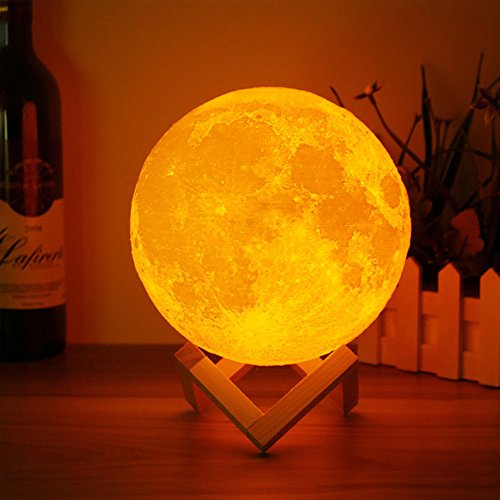 LEDMOMO Luz de Luna de Impresión 3D Luz Noctura Control USB de carga 8cm Decoración para Casa Habitación