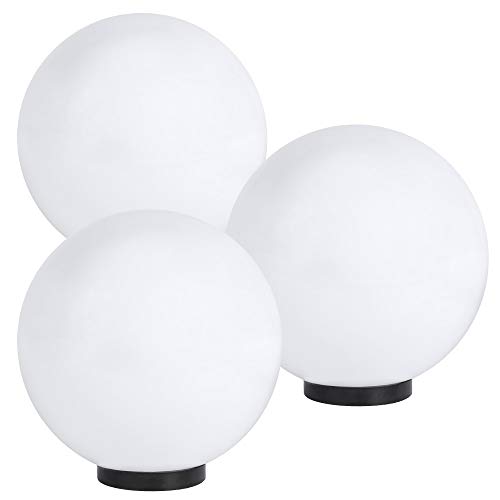 Lhg Bolas de Iluminación 3er Set, Bola Ø 30 cm, Außenkugelleuchte E27 IP44, Lámpara de Jardín 230 Voltios, Luz Uso Al Aire Libre, Lámpara de Globo con Placa Del Suelo