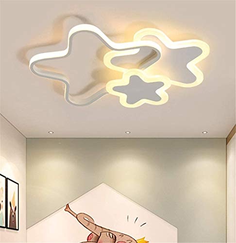 LHY LOFT Estrellas LED Infantil Plafón,Infantil Lámpara De Techo,Infantil Habitación Plafón,Pintura Lateral Glow Ahueca hacia Fuera El Diseño De Protección Ambiental,Blanco,A:42CM 32W