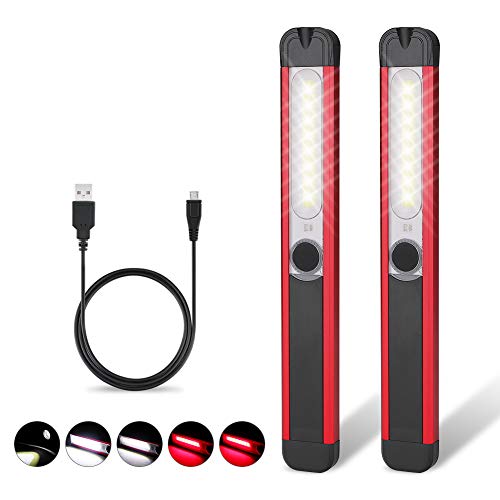 Linkax Linterna de Trabajo LED Recargable Lámpara de Inspección 5 Modos,COB LED Portátil Linterna con clip magnético para Casa Auto Emergencia Reparacion