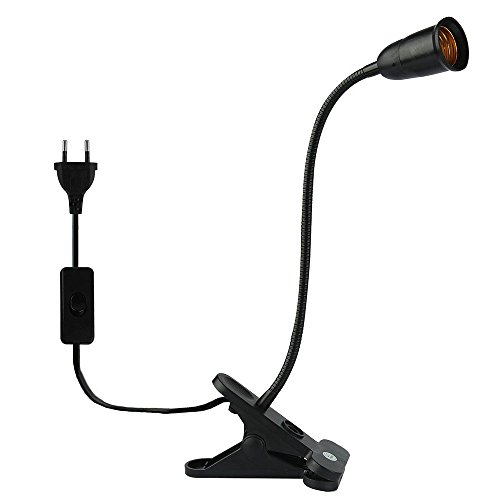 Lixada Portalámparas con Clip E27 Bombilla de Cuello Flexible Cuello de Aluminio Cuello con Clip Cable de Escritorio Lámpara Base de Luz para Lámpara Lectura/Luz de Planta