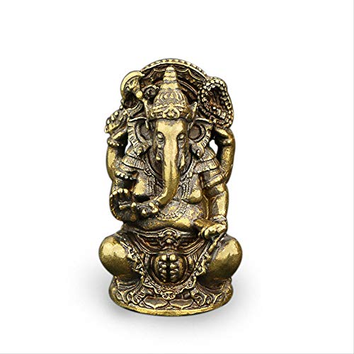 LSECE Estatua de Dios Elefante tailandés de Cobre sólido, Estilo del sudeste asiático, Tronco de Elefante, Dios de la Riqueza, Adornos artesanales de latón, Decoraciones para el hogar