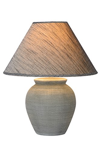 Lucide Ramzi de mesa lámpara de gris, cerámica, E27, 60 W, Grey, 34 x 34 x 42 cm