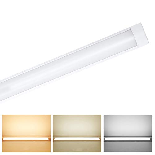 Luminaria Pantalla Lampara Led 120cm 54W,3 Colores Regulables Tubo Fluorescente 130°Haz De Gran Angular Luminaria Lámpara De Techo Para Armarios, Cocina, Oficina, Balcón, Cuarto (Tubo de arco)