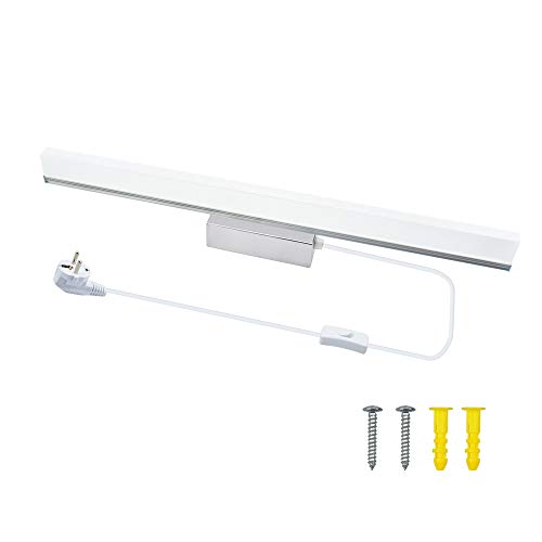 Luxvista 57CM 9W Lámpara de Aplique Espejo Baño LED Interior, Luz de Pared Maquillaje con Puro Diseño Moderna Cuarto de Baño Delantera Lámpara Impermeable con Interruptor Cableado (Luz Cálido, Plata)