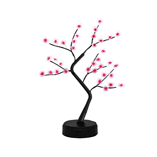 Luz de árbol de Flor de Ciruelo LED, 50 cm Luz de árbol de Bonsai de Escritorio Lámpara de Mesa de Flores de decoración con Pilas para la decoración de Interiores de Navidad de Acción Gracias