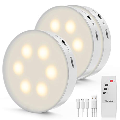 Luz Nocturna Morpilot LED Luz de Noche con Recargable USB, 3PCS Luces Armario LED con Control Remoto, Regulable Lámpara Inalámbrica para Cocina, Vitrina, Tocador, Pasillo, Escalera etc
