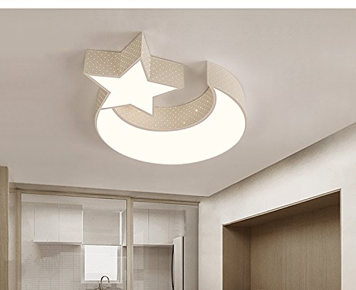 LYXG Luces LED lámpara de techo de niños y niñas Luna estrellas dormitorio estudio creativo luz niños arte luz de lámparas de hierro (550mm*70mm), White Box 3 Atenuador de color