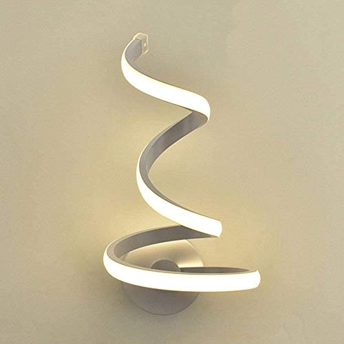 Matefielduk Lámpara de Pared LED Moderna Espiral,Apliques de Pared Dormitorio,Bajo Consumo de Energía,Lámpara de pared Acrílica,Utilizado en Dormitorio,Estudio,Escalera