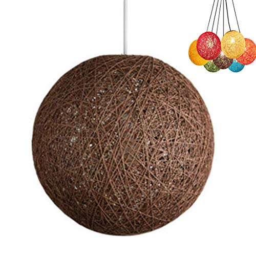 Modern celosía mimbre Rattan globo bola estilo techo colgante luz pantalla creativa personalidad bar, cafetería, habitaciones, restaurante simple decoración iluminación (marrón, 30cm)