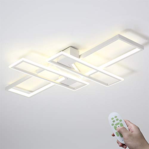 Moderno LED Lámpara De Dormitorio Comedor Luz De Techo 85W Regulable Lámpara De Sala Rectangular Diseño Iluminación Interior Lámpara De Techo Metal Acrílico Con Control Remoto 3000K-6000K