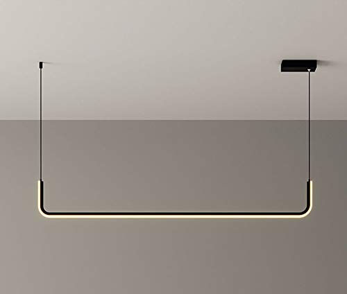 Moderno LED Regulable Metal Iluminación Colgante De Luz Forma U Geométrico Comedor Lámpara Colgante Lineal Sencillo Negro Hierro Altura Ajustable Cocina Isla Sala De Estar Cafe Bar Tienda Hall