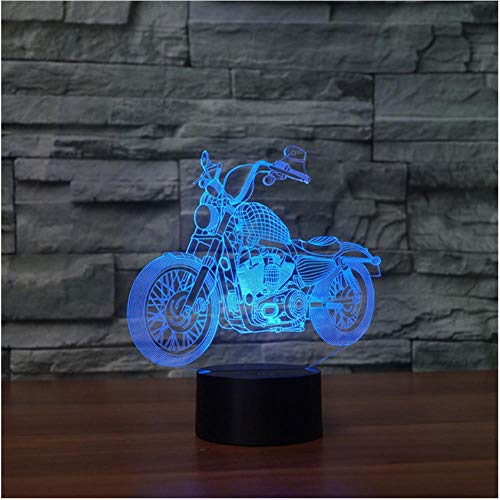 Motocicleta 3D LED Luz de noche Lámpara de mesa cambiable de color Placa de metacrilato luz nocturna para niños Lamparas