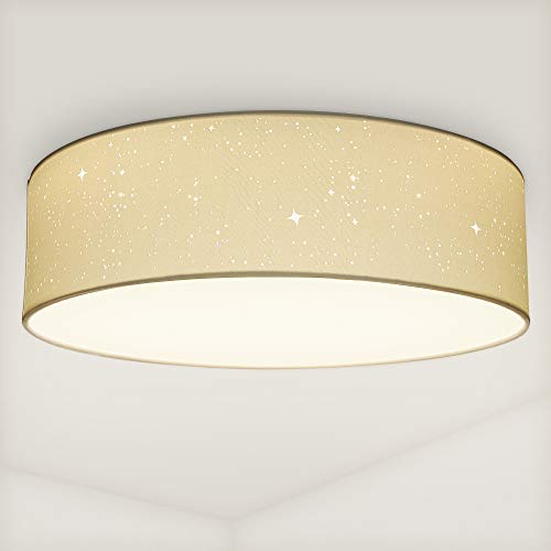 Navaris Lámpara LED Redonda con Efecto de luz de Estrellas - Lámpara de Techo con plafón para salón Dormitorio - Clase energética A+ - En Blanco