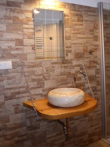 NT Madera Diseño Tino kittner lavabo estilo rústico, madera con piedra natural de Incluye set de montaje