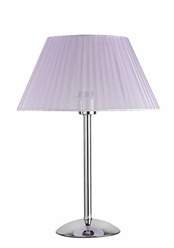 onli Morado lámpara de mesa de metal cromado brillante y pantalla tela, lila