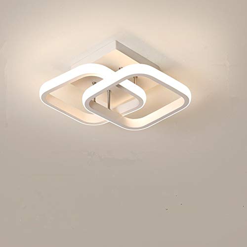 Osairous - Plafón LED moderno de 22 W, lámpara de techo negra acrílica cuadrada blanca 2 LED, lámpara de techo para comedor, estudio de cocina, blanco frío/6000 K
