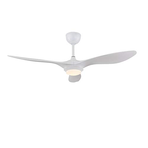 OUKANING - Ventilador de techo con iluminación y mando a distancia, 48 inches, lámpara de techo LED, diseño moderno de 3 aspas, lámpara de techo para dormitorio, salón, comedor (Blanco)