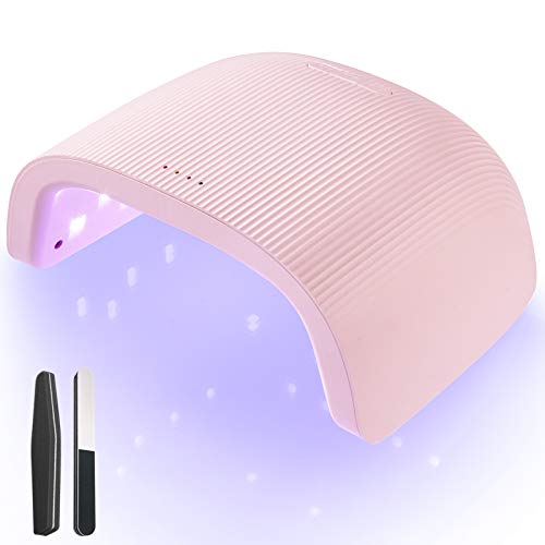 O'Vinna Lampara LED Uñas UV Manicura y Pedicura Profesional 48W con Sensor Automático, 3 Temporizadores de 30s/60s/90s, Secador para Todos los Esmaltes de Uñas, Rosa