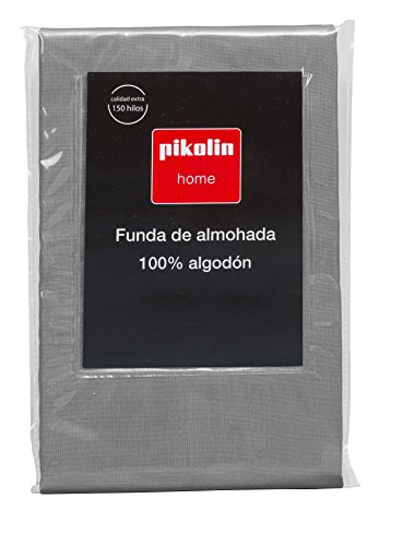 Pikolin Home - Almohadón, funda de almohada, 100% algodón, almohadas de 70, 75 y 80cm, colorgris (Todas las medidas)