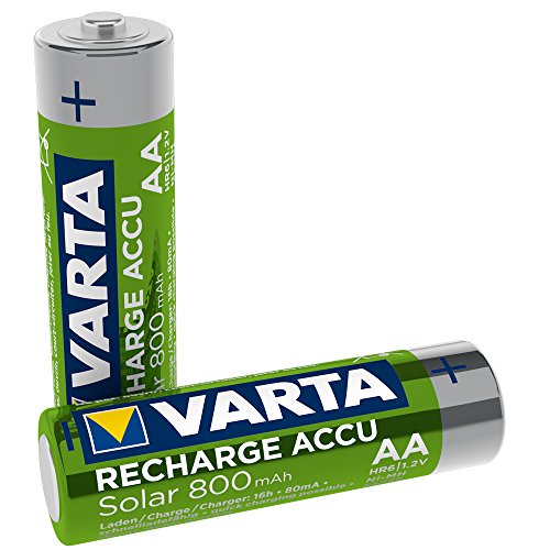 Pila de Ni-MH VARTA Recharge Accu Solar AA Mignon, paquete de 2 unidades, 800 mAh Accu - Recargable sin efecto de memoria