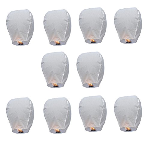 PIXNOR Oval cielo linterna linterna de Kongming chino que deseen lámparas - 10pcs (Blanco)