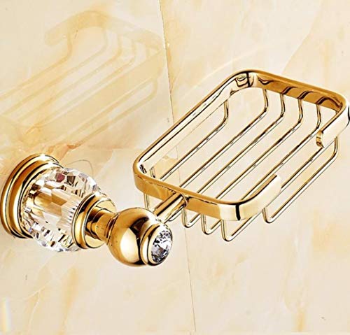 PONNMQ Accesorios de baño de latón de Cristal de Oro Europeo Juego de Accesorios de baño Soporte de Papel de Toalla de Plato de jabón de Oro enviado Desde Rusia, Red de jabón, Israel