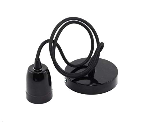 Portalámpara de cerámica colgante, lámpara colgante de colores con cable ajustable 1 m para casquillo E27 Negro