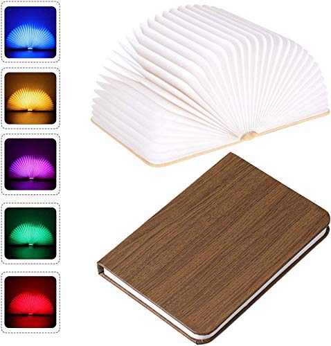 Pujuas Lámpara LED Lámpara de Libro Lámpara de Mesa Luces Portátiles y Plegables de Madera hasta 360° para Dormir Leer Decorar Regalo Original (9 * 12 * 2.5cm)