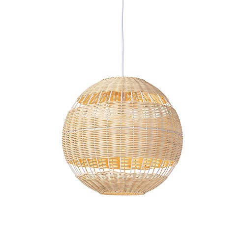 QAZQA Art Déco Lámpara colgante rústica mimbre - RATTAN Ratán/Bamboo Redonda Adecuado para LED Max. 1 x 40 Watt