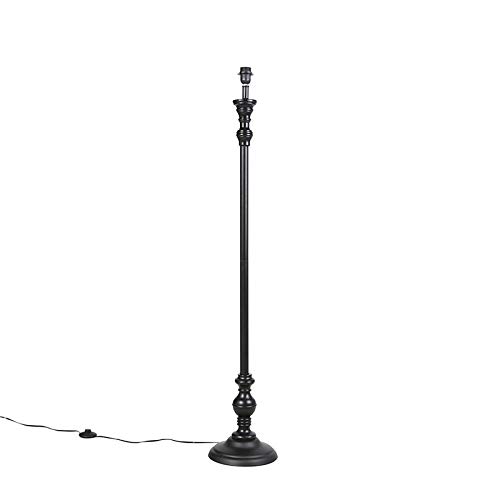 QAZQA Clásico/Antiguo Lámpara de pie clásica negra sin pantalla - CLASSICO Madera/Acero Redonda/Alargada Adecuado para LED Max. 1 x 40 Watt