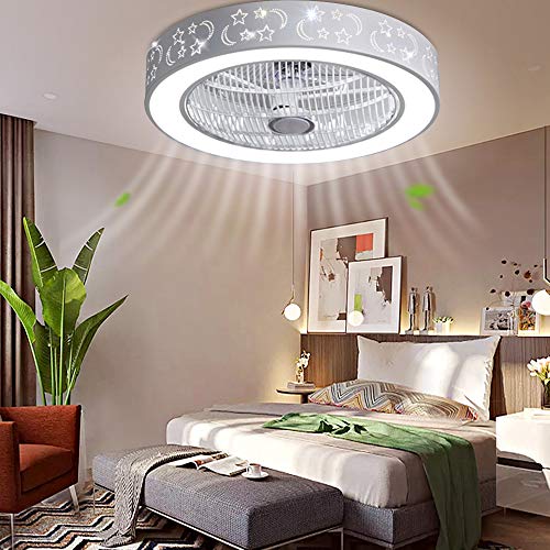 RDFlame Ventilador de techo con luz y mando a distancia, lámpara LED de techo, 3 velocidades de viento, regulable, silencioso