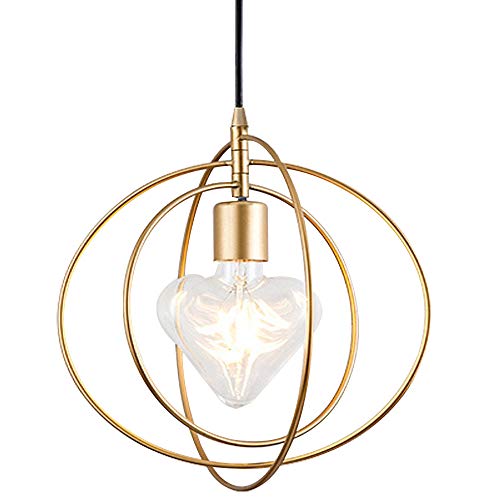 Retro Industrial Lámpara de Techo E27 Vintage Colgante de Luz Moderna LED Marcos Redondo Ajustable, Base E27 Plafón de Techo de Montaje Semi Empotrado Dorado para Entrada, Baño, Pasillo, Oro