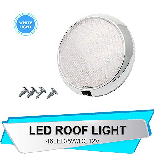 Riloer Luz de Techo LED, Lámpara de Techo Interior de Domo de Coche de 12 V para Autocaravana, Caravana, Remolque, Camión, Vehículo, Barco con 46 Luces LED, Color Blanco