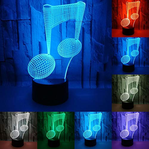 RUMOCOVO® Luz De Noche Nota Musical Lámpara 3D Luces De Dormir Niños Cumpleaños Presente Amante Regalos Música Lámpara Iluminación