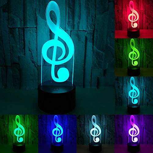 RUMOCOVO® Música Nota LED 3D Luces De Noche Acrílico 7 Colorido Musical Atmósfera Lámpara Regalo Decoración Del Hogar Para Niños