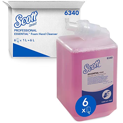 Scott Essential 06340050 6340 Espuma para el Lavado de Manos, 6 Cartuchos de 1 L, Apto para el Uso Diario, Rosa