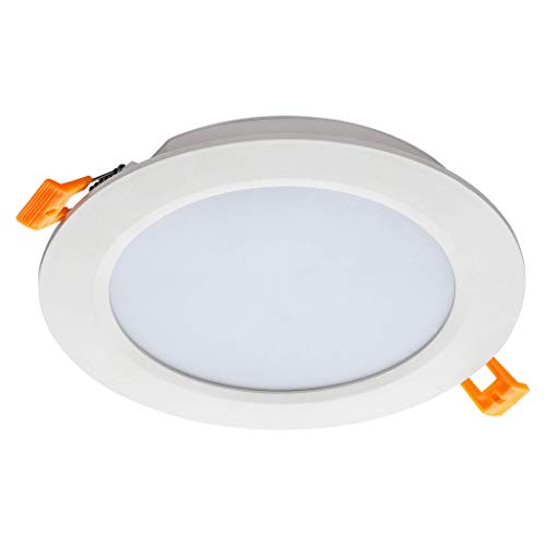 SEBSON Foco LED Empotrable Techo redondo plano 6W 230V 360lm Blanco Cálido 3000K, Driver incluido, Downlight LED Panel Ø118x24mm