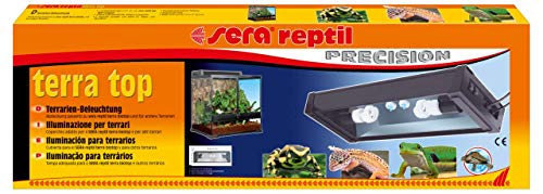 sera Reptil Terra Top una lámpara de terrario con dos cables de alimentación para el control separado de la iluminación diurna y nocturna, ideal para terrarios Sera Reptil Terra Biotop 60.