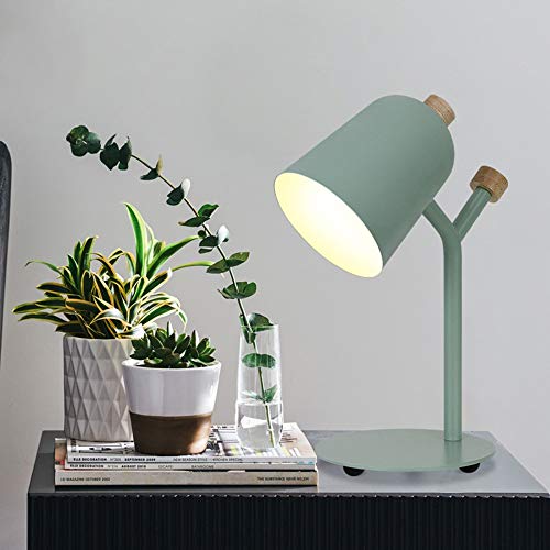 SHENLIJUAN Moderna Simple de Metal de Hierro Forjado Decorativo Luz Macaron lámpara de Mesa Lámparas de Mesa Interruptor de botón Verde lámpara de cabecera del Dormitorio Oficina Estudio