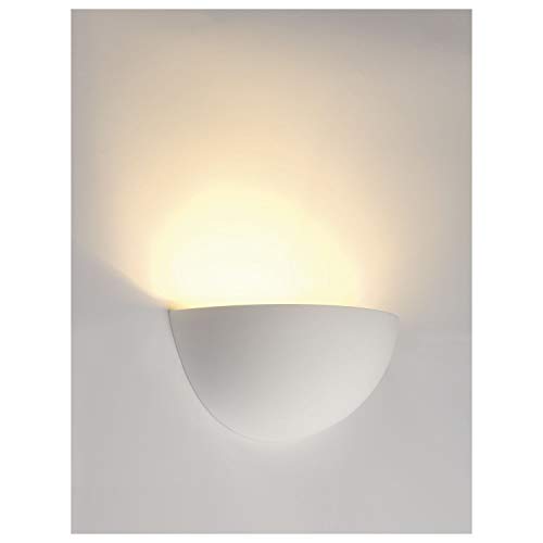 SLV 148013 - Lámpara de pared (GL 101, de yeso semicircular con pintura de pared y acero, E14, 230 V, máx. 40 W), color blanco