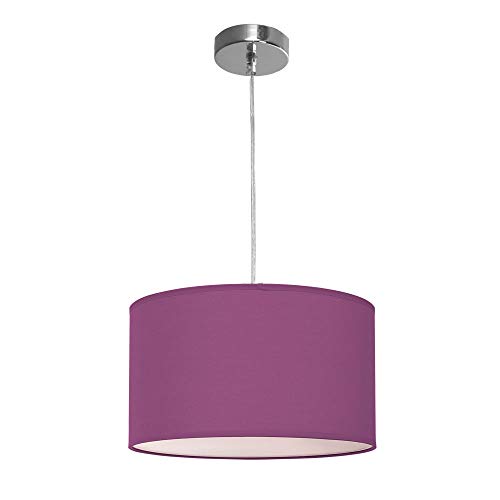 TODOLAMPARA Lámpara colgante de tela modelo Nicole color morado 1 bombilla E27 30cm diámetro altura regulable